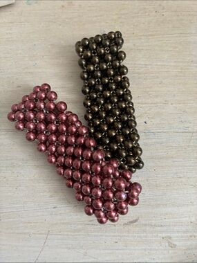 Beaded Stretch Bracelet Set in Rose and Bronze